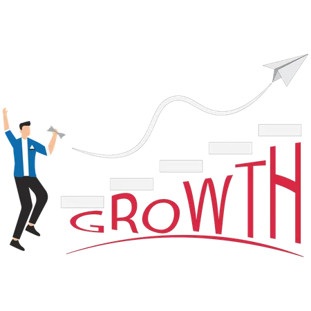 Businessman working on growth investment  Illustration