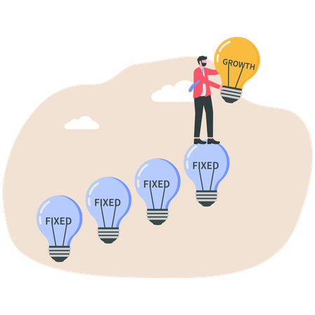 Businessman working on growth mindset  Illustration
