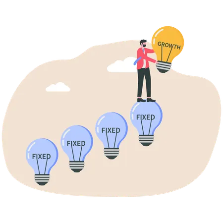 Businessman working on growth mindset  Illustration