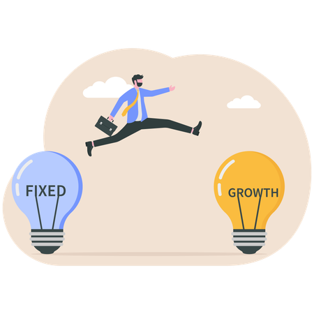 Businessman working on growth mindset  Illustration