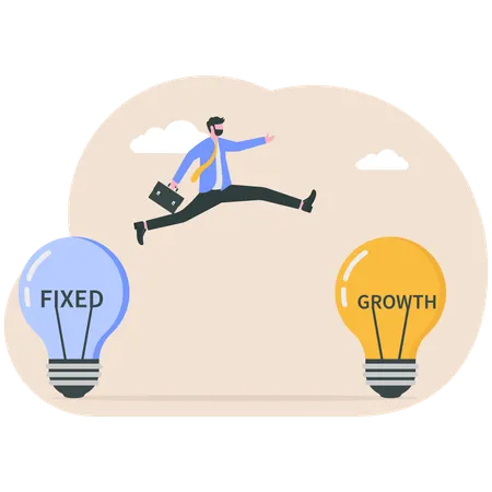 Businessman working on growth mindset  Illustration