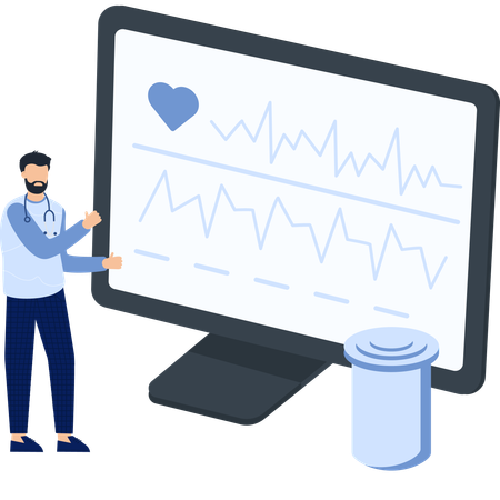 Businessman working on health monitoring  Illustration