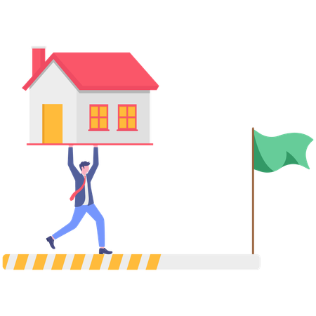 Businessman working on house progress  Illustration