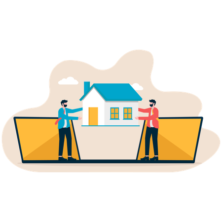 Businessman working on house puzzle  Illustration