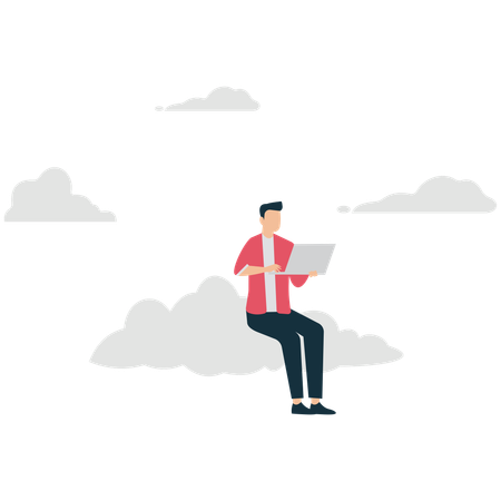 Businessman working on hybrid work model  Illustration