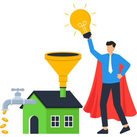 Businessman working on idea generation  Illustration