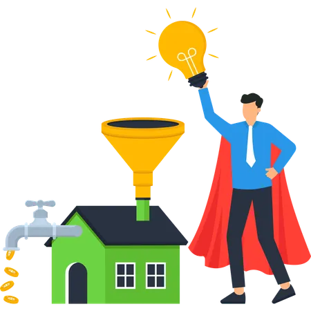 Businessman working on idea generation  Illustration