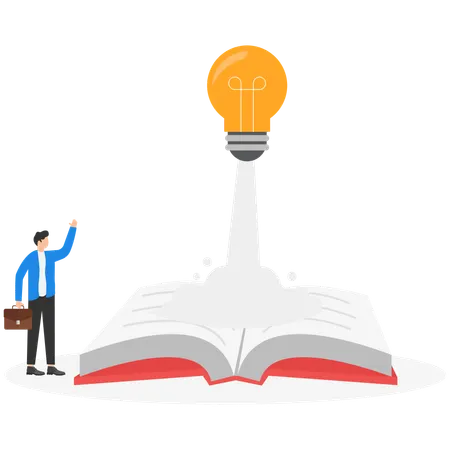 Businessman working on idea launch  Illustration