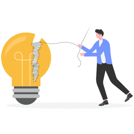 Businessman working on idea management  Illustration