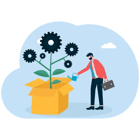 Businessman working on idea mechanism  Illustration