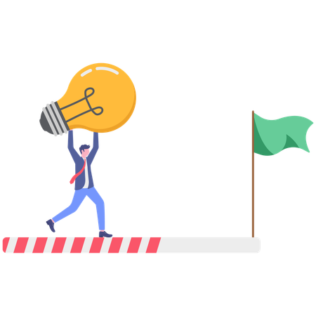 Businessman working on idea progress  Illustration