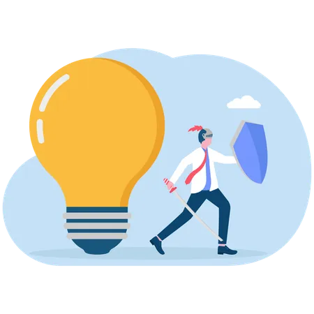 Businessman working on idea protection  Illustration