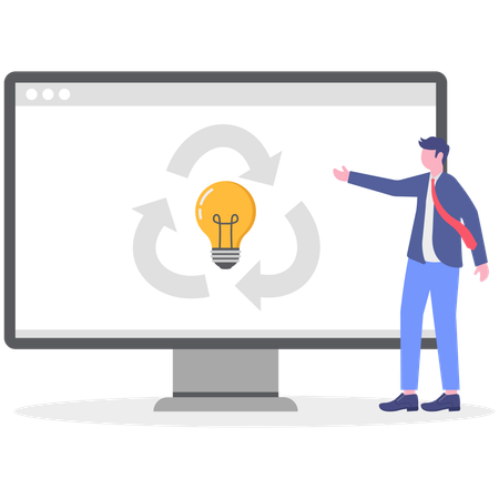 Businessman working on idea recycling  Illustration