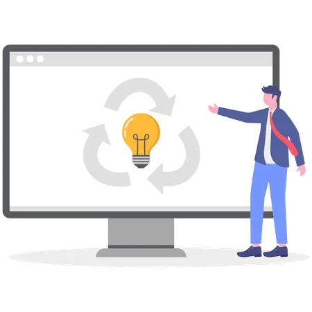 Businessman working on idea recycling  Illustration