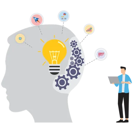 Businessman working on idea setting  Illustration