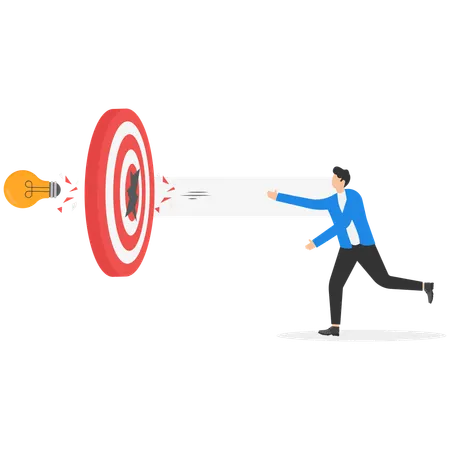 Businessman working on idea target  Illustration