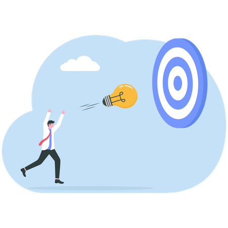 Businessman working on idea target  Illustration