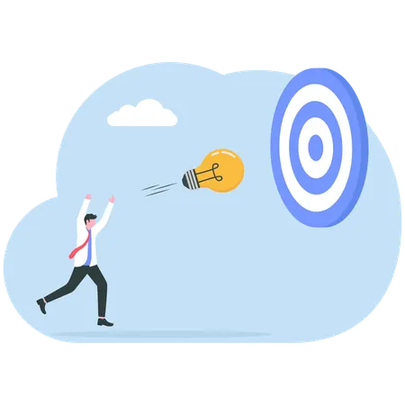 Businessman working on idea target  Illustration