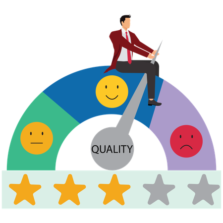 Businessman working on improvement of products  Illustration