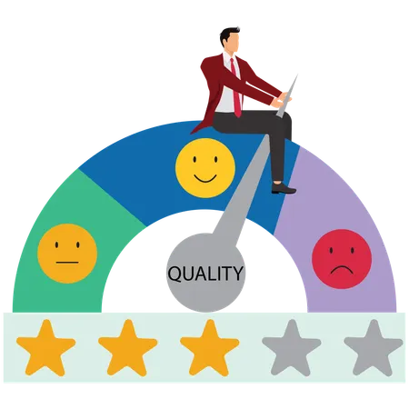 Businessman working on improvement of products  Illustration