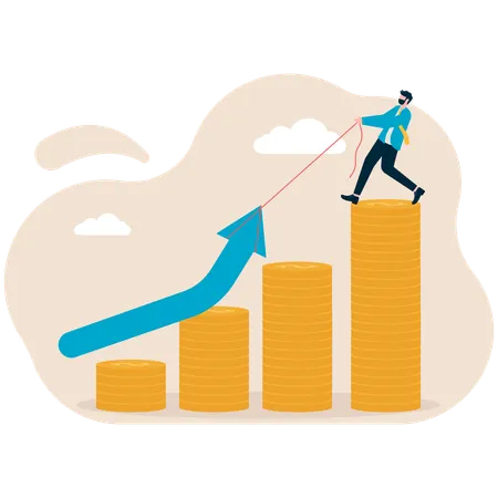 Businessman working on increasing financial graph  Illustration