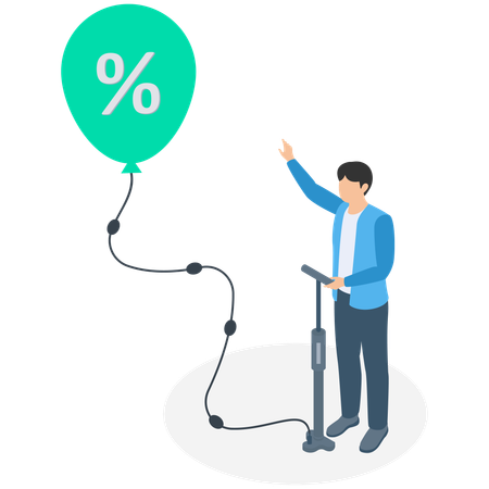 Businessman working on inflation rate  Illustration