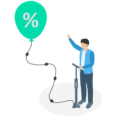Businessman working on inflation rate  Illustration