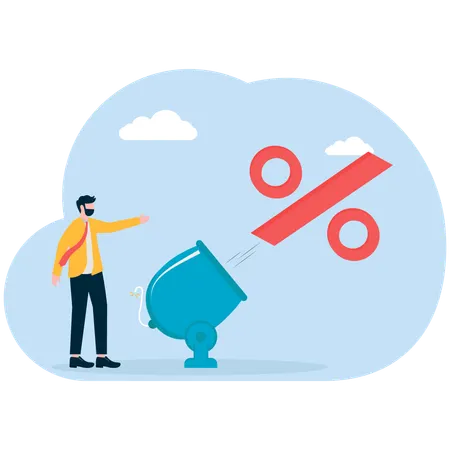 Businessman working on inflation rate  Illustration