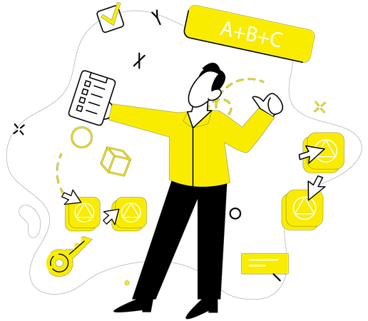 Businessman working on innovative idea  Illustration