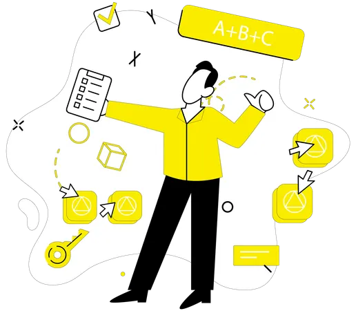 Businessman working on innovative idea  Illustration