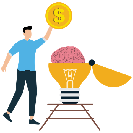 Businessman working on innovative Idea to Generate Income  Illustration