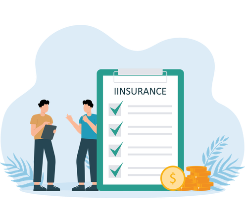 Businessman working on insurance form  Illustration