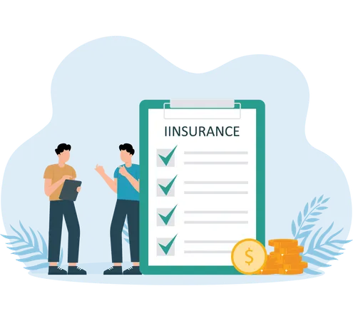 Businessman working on insurance form  Illustration