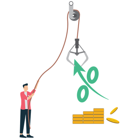 Businessman working on interest rate and financial chart  Illustration