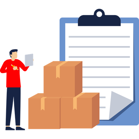 Businessman working on inventory control  Illustration