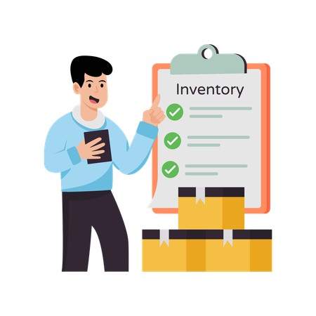 Businessman working on inventory management  Illustration