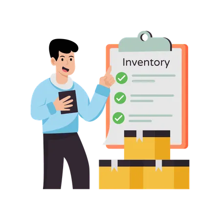 Businessman working on inventory management  Illustration