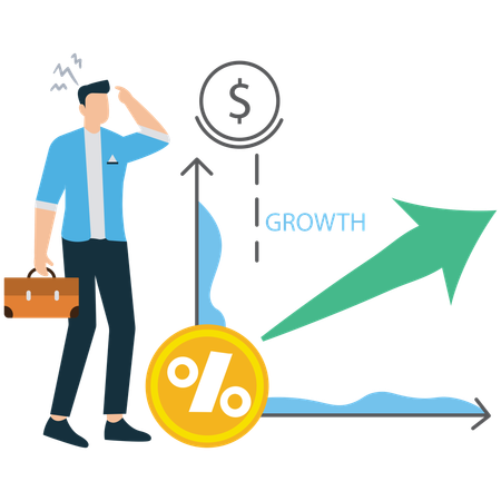 Businessman working on investment growth graph  Illustration