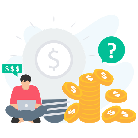 Businessman working on investment idea  Illustration