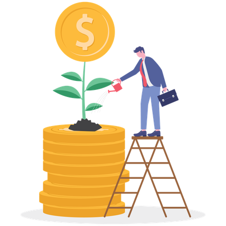 Businessman working on investment idea  Illustration