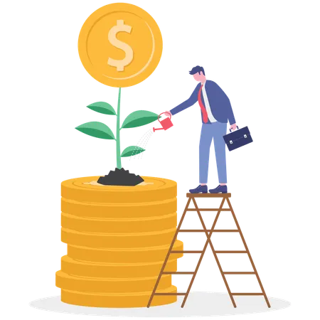 Businessman working on investment idea  Illustration