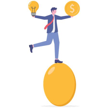 Businessman working on investment idea  Illustration