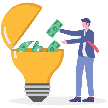 Businessman working on investment idea  Illustration
