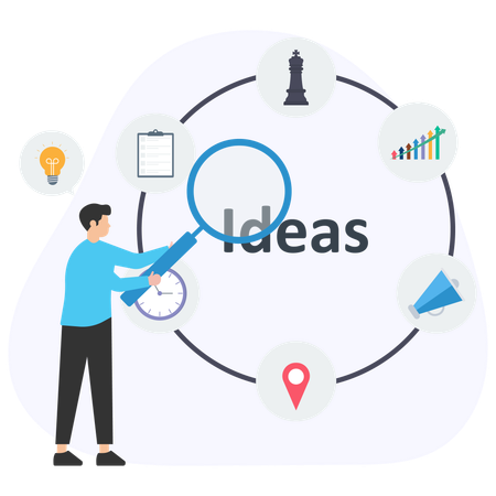 Businessman working on investment ideas  Illustration