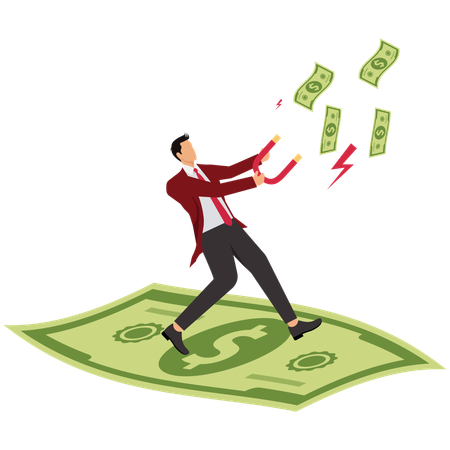 Businessman working on investment opportunity  Illustration