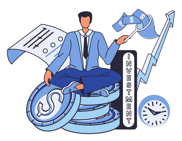 Businessman working on investment portfolio  Illustration