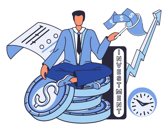 Businessman working on investment portfolio  Illustration