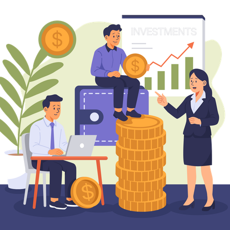 Businessman Working On Investment Portfolio Review  Illustration