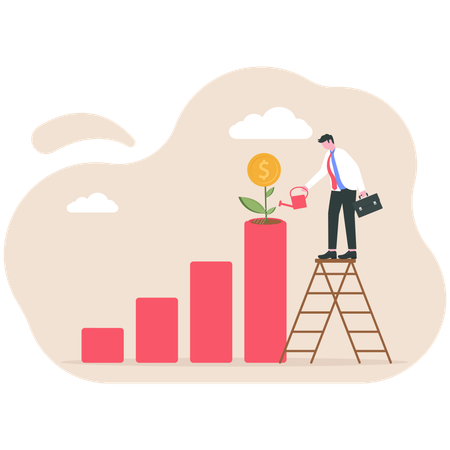 Businessman working on investment profit  Illustration