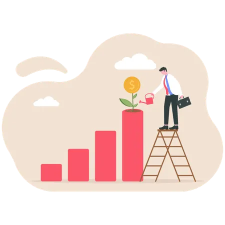 Businessman working on investment profit  Illustration